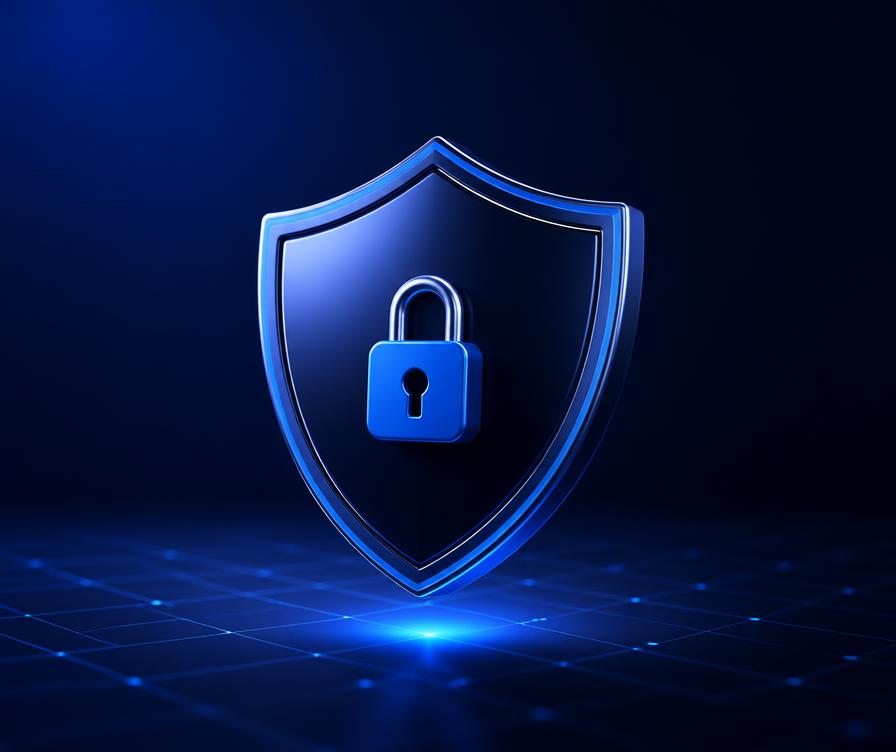 Abstract illustration of a shield with a padlock